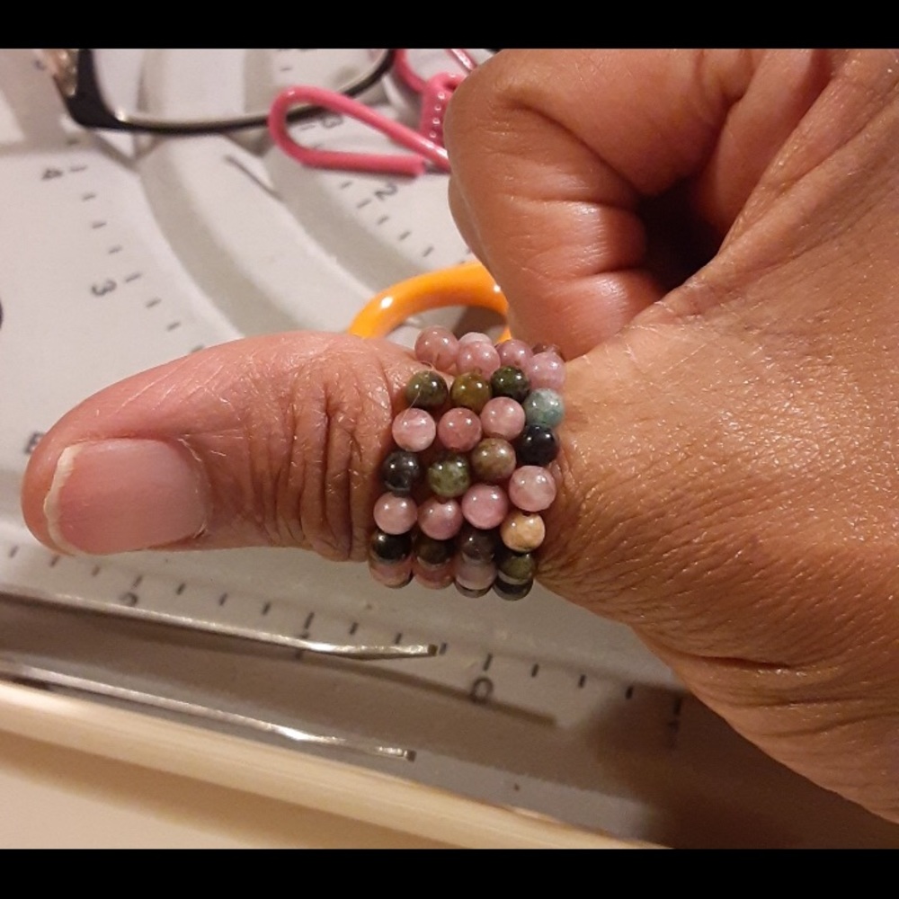 Worry-Free Ring Tourmaline Gemstone Bead Set of 2